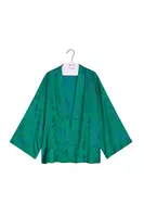 Emerald Green Rose Jacquard Kimono image