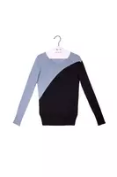 Powder and navy blue ribbed sweater  image
