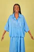 Celestial blue oversized voile shirt  image