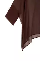Dark chocolate brown crinkle silk chiffon oversized shirt  image