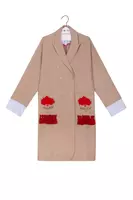 Oatmeal embroidered overcoat with tassels image
