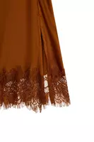 Bronze silk skirt with lace trim  image