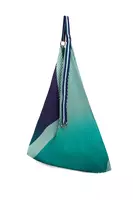 Blue and aqua colour block pleated bag  image