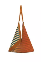Tan ombré stripe pleated bag image