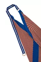 Cobalt blue and caramel stripe pleated bag image