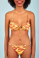 Sunny yellow swirl print bikini set  image