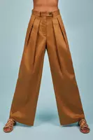 Pantaloni palazzo marrone mocha con pince image