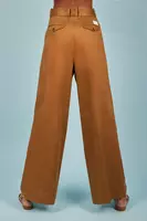 Pantaloni palazzo marrone mocha con pince image