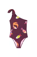Aubergine koi print swimsuit  image