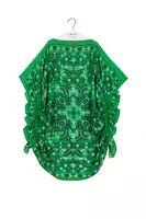 Kaftano in voile verde smeraldo con stampa bandana image