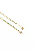Double chain necklace with bright green beads  image
