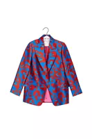 Blazer animalier blu cobalto e rosso image