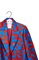 Cobalt blue and red animalier blazer image