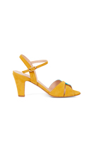 Sunshine yellow and acqua suede sandals image