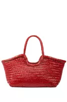 Ruby Red Woven Leather Tote Bag  image