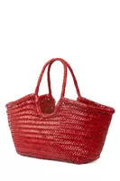 Ruby Red Woven Leather Tote Bag  image