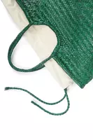 Emerald Green Woven Leather Tote Bag  image