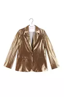 Antique gold metallic boyfriend blazer  image