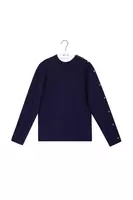 Maglione a coste blu navy con bottoni tondi image