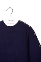 Navy blue ribbed sweater with orb buttons  image