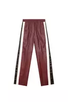 Wine faux leather striped trousers  image