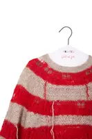 Lipstick red distressed striped sweater  image