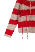 Lipstick red distressed striped sweater  image