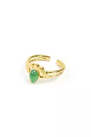 Green Double Band Teardrop Ring  image