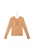 Camel sweater with neckline ties  image