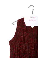 Wine and pomegranate melange knit gilet with fringes image