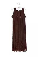 Chocolate brown knit gilet with fringes image