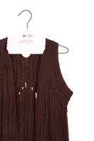 Chocolate brown knit gilet with fringes image