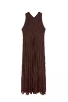 Chocolate brown knit gilet with fringes image