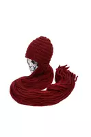 Wine knitted hat with fringes image