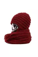 Wine knitted hat with fringes image