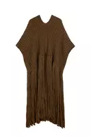 Khaki green knitted shrug with fringes  image