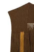 Khaki green knitted shrug with fringes  image