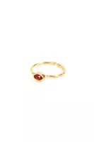 Anello sottile con goccia rosso granato image