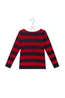 Maglione in cashmere a righe rosso rubino e blu navy image