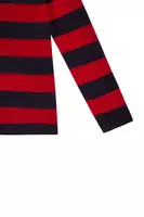 Maglione in cashmere a righe rosso rubino e blu navy image