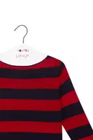 Maglione in cashmere a righe rosso rubino e blu navy image