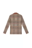 Metallic check jacquard knit polo sweater  image