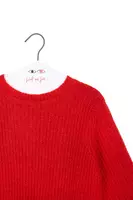 Lipstick red contrast ribbed sweater  image