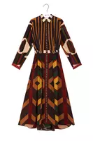 Autumnal geometric print silk shirtdress  image