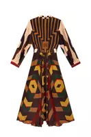 Autumnal geometric print silk shirtdress  image