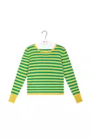 Lemon yellow and emerald green striped cashmere sweater  image