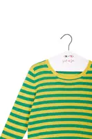 Lemon yellow and emerald green striped cashmere sweater  image