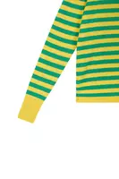 Lemon yellow and emerald green striped cashmere sweater  image