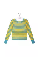 Maglione in cashmere a righe giallo sole e blu ciano image