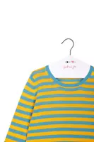 Maglione in cashmere a righe giallo sole e blu ciano image